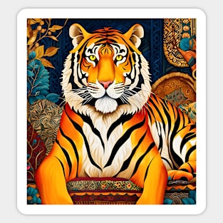 Tiger with Multi-Patterned Background Sticker